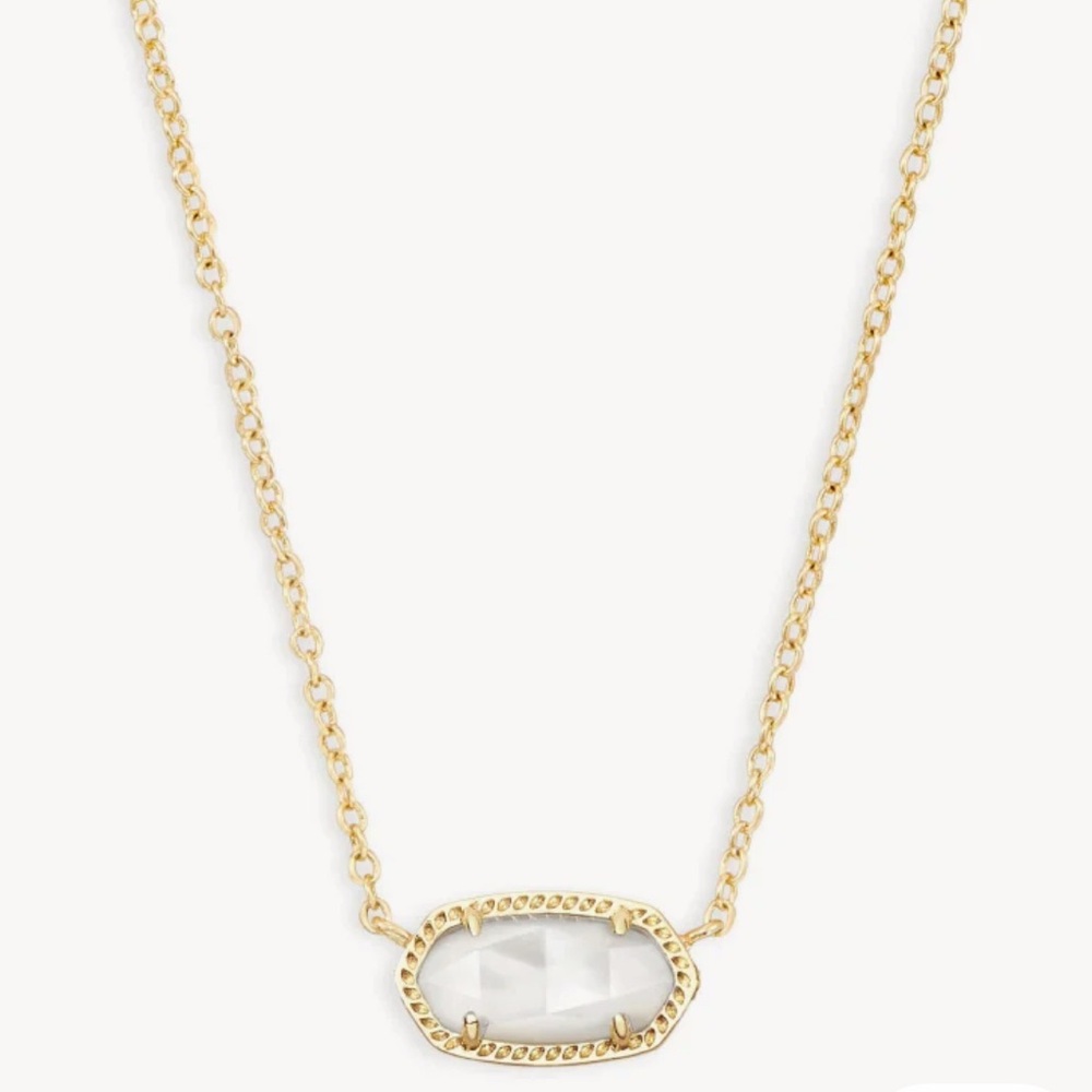Kendra Scott NWT Elisa Gold Pendant Necklace in Ivory Mother-of-Pearl